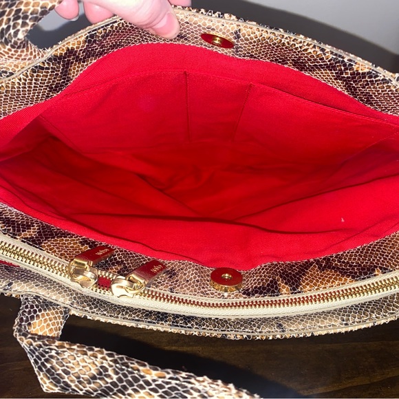 Hobo The Original Snake Skin Leather Shoulder Tote Purse NWT - Picture 7 of 11